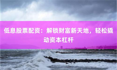 低息股票配资：解锁财富新天地，轻松撬动资本杠杆